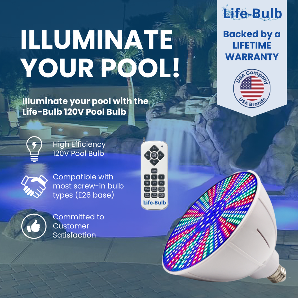 Life-Bulb Color LED Pool Replacement Bulb (E26-sockel) | Ersätter Pentair Amerlite & Hayward AstroLite (120V) | Livstidsgaranti