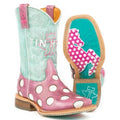 Botas vaqueras de cuero Tin Haul Little Miss Dotty / Horse A Dot Sole (rosa) para niñas pequeñas/niñas grandes