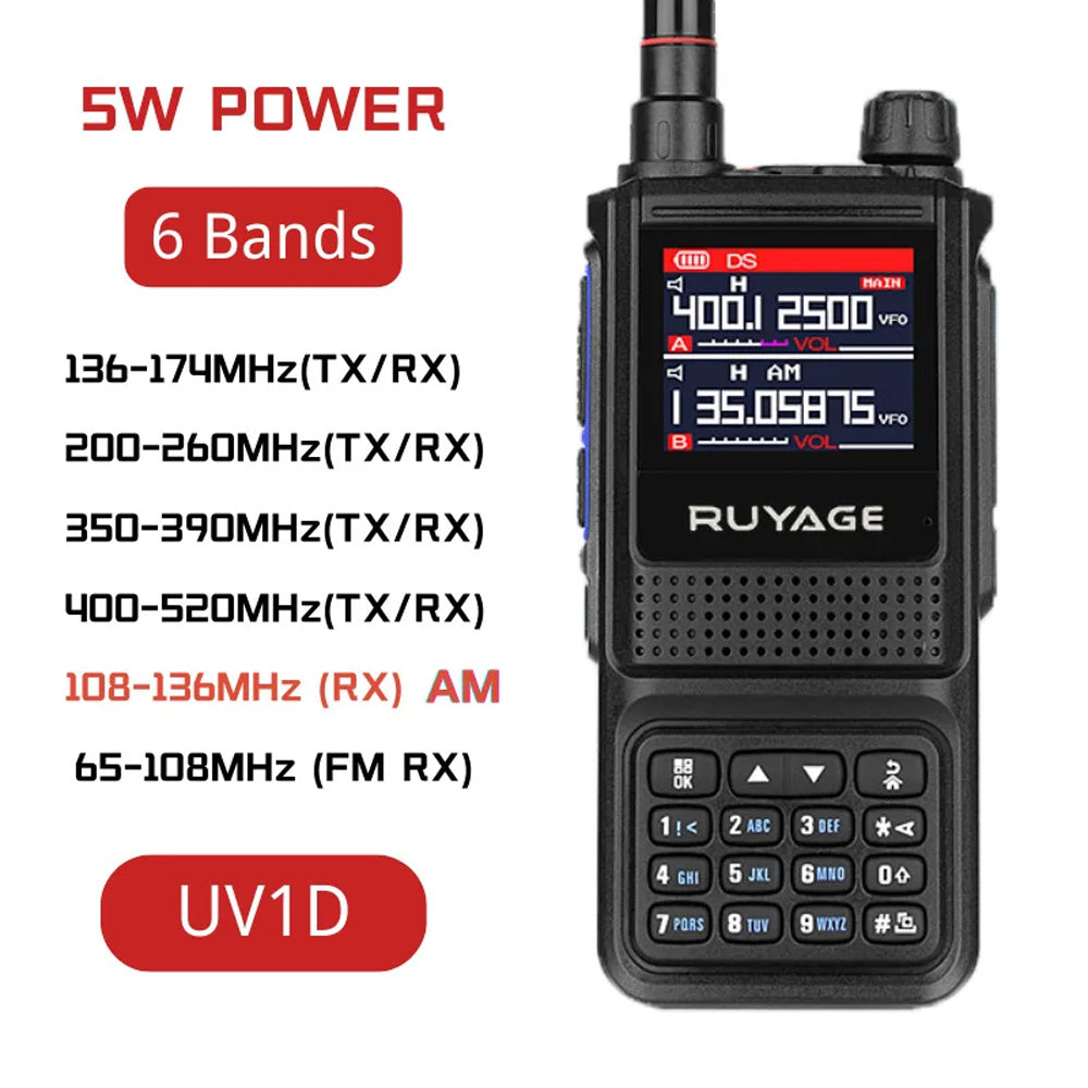 RUYAGE Multi-Band Two Way Radio 5W Long Range Walkie Talkie with 2600mAh Battery, VOX, Emergency Alert & Frequency Copy