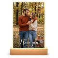 Lámpara de Noche Personalizada de Acrílico con Foto y Base LED de Madera