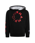 Sudadera con capucha de felpa Champion Circle Crest para niños grandes, talla mediana