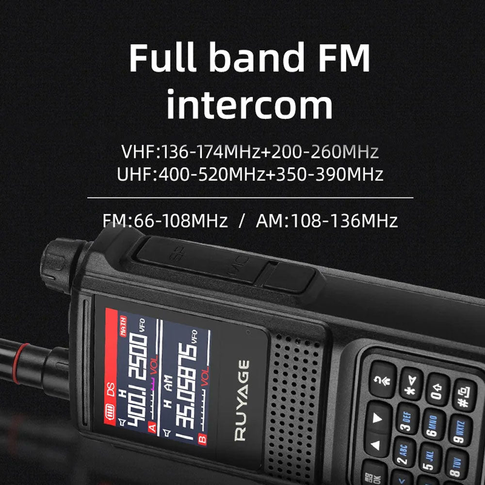 RUYAGE Multi-Band Two Way Radio 5W Long Range Walkie Talkie with 2600mAh Battery, VOX, Emergency Alert & Frequency Copy