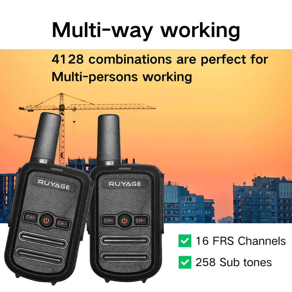 RUYAGE Long Range FRS Walkie Talkie | Rechargeable Two Way Radio with VOX