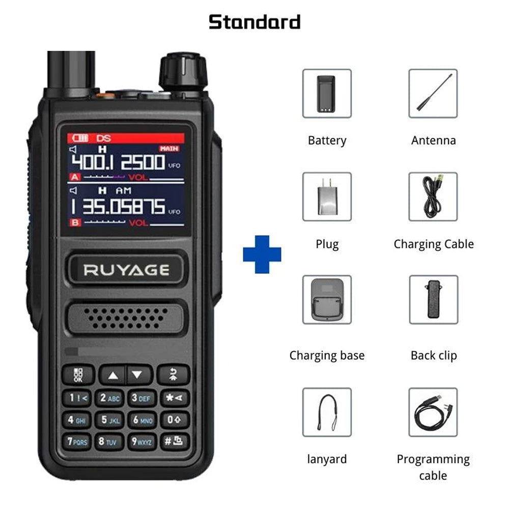 RUYAGE 10W High Power Two Way Radio Multi Band Walkie Talkie with NOAA Emergency Receiver, 2600mAh Battery