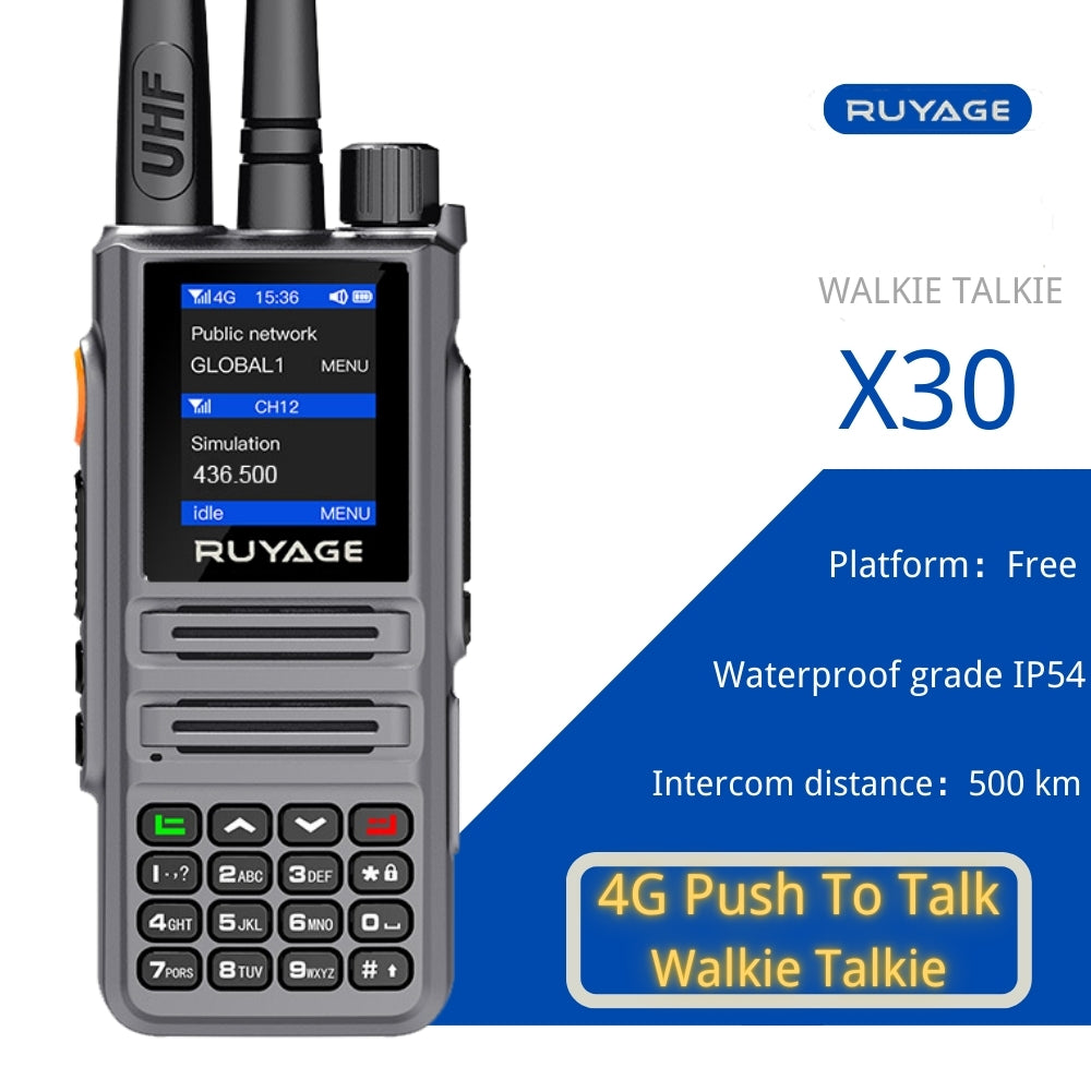 RUYAGE X30 Dual Mode PoC Radio 5W Two Way Radio | 4G LTE Push To Talk Walkie Talkie