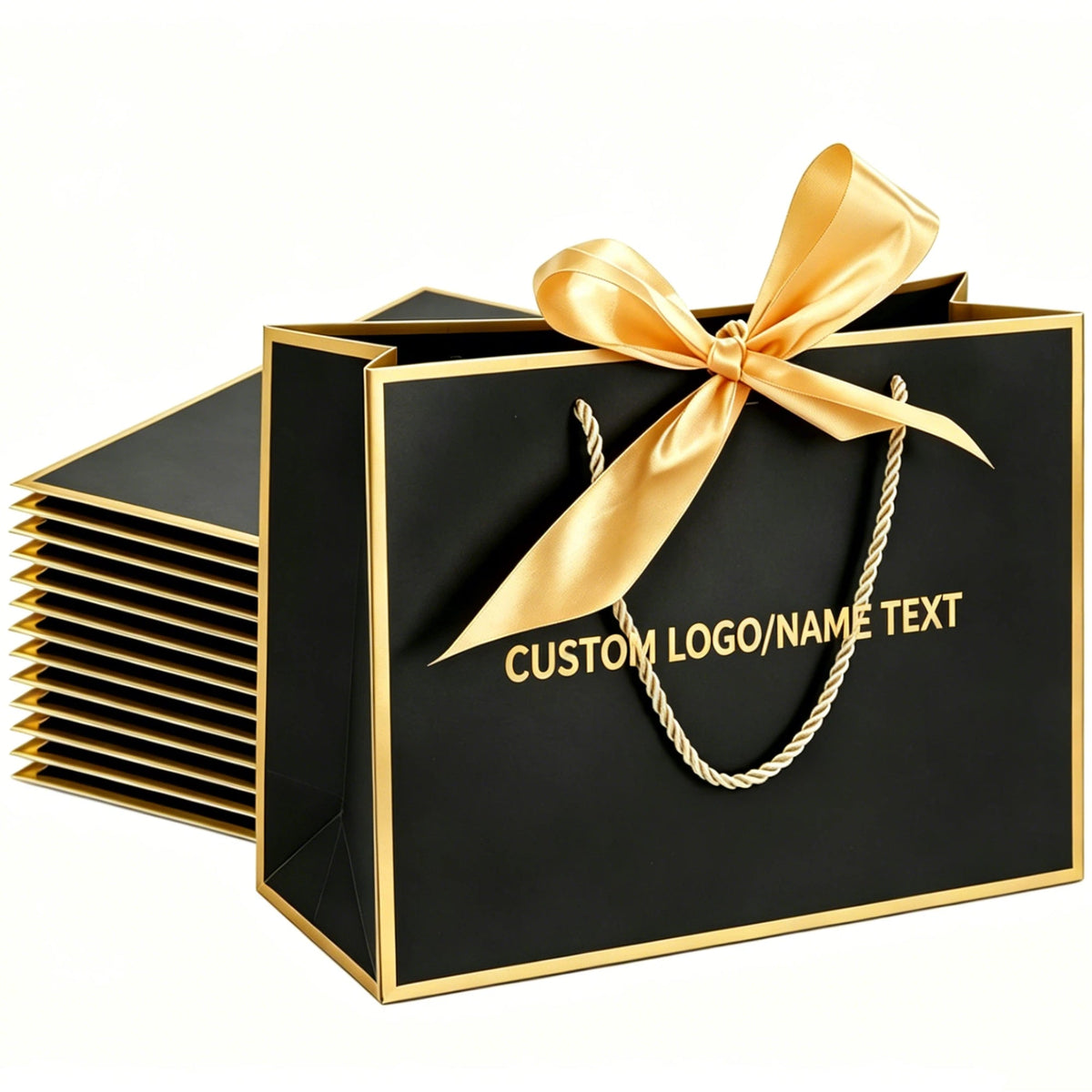 10 Pack Personalized Gift Bags with Ribbon – Custom Photo, Logo or Text