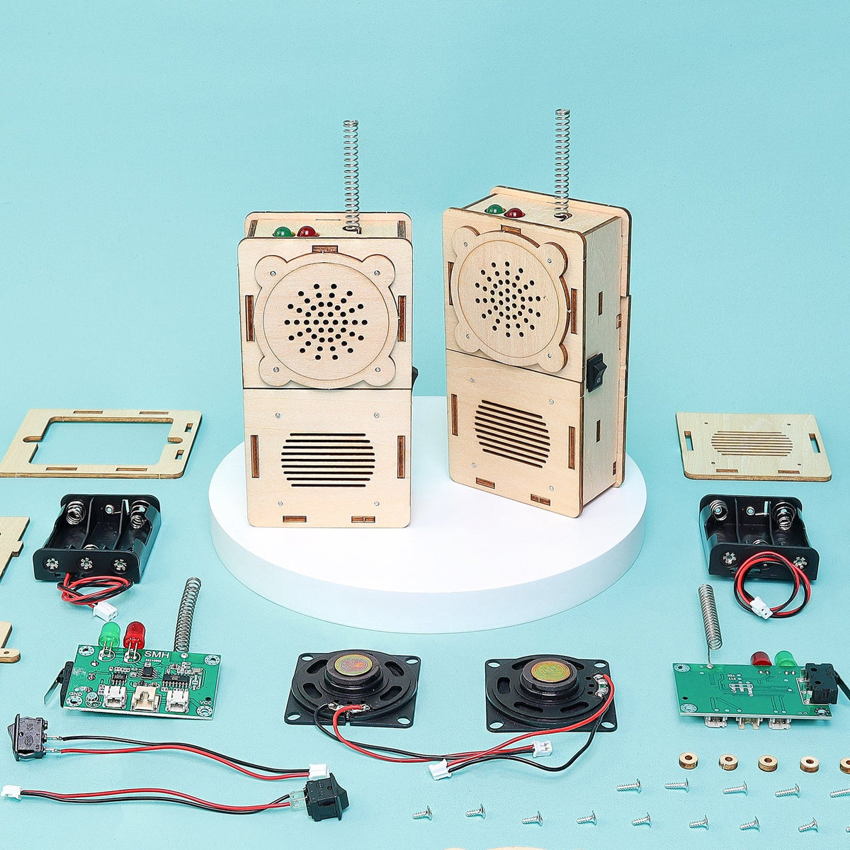 Bygg & Lär Walkie Talkie STEM-kit (2-pack) – Praktisk elektronik