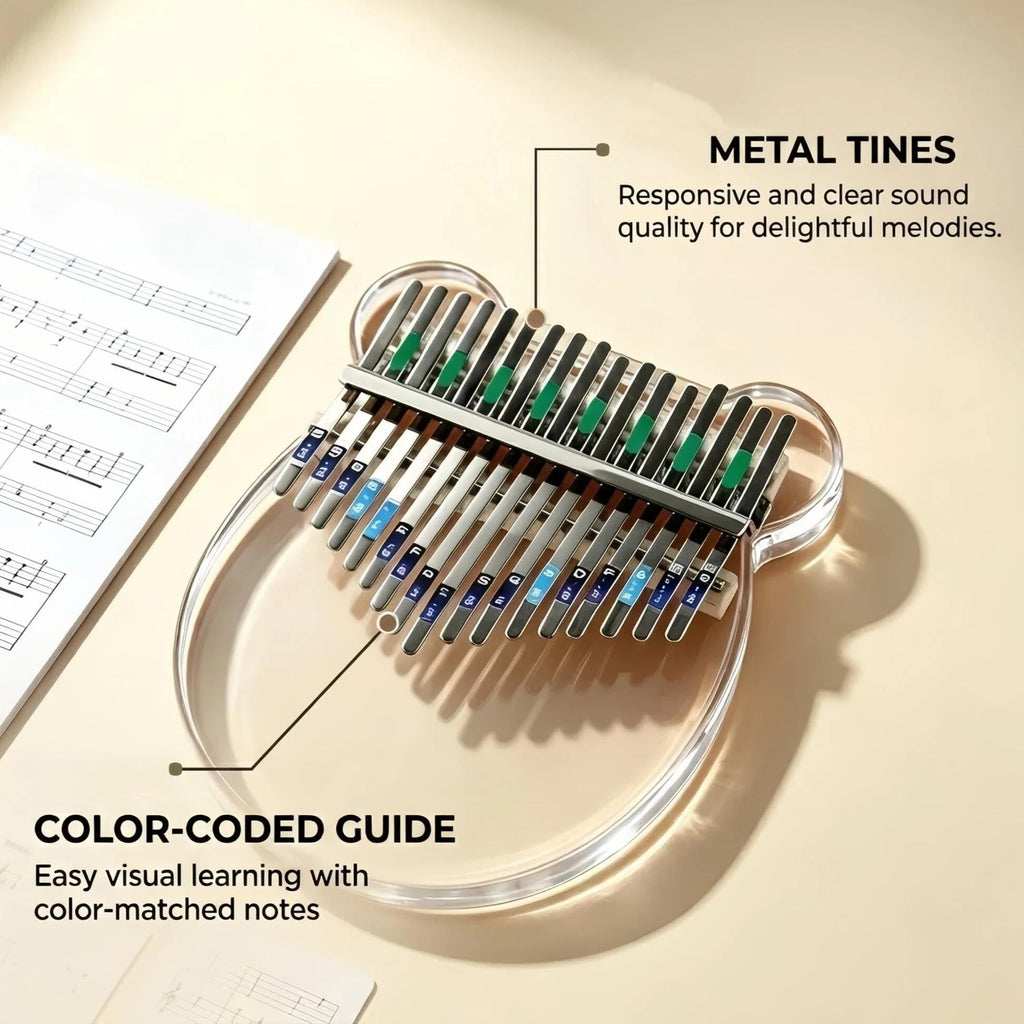 Kalimba de cristal con forma de oso, piano de pulgar - 8/17 teclas