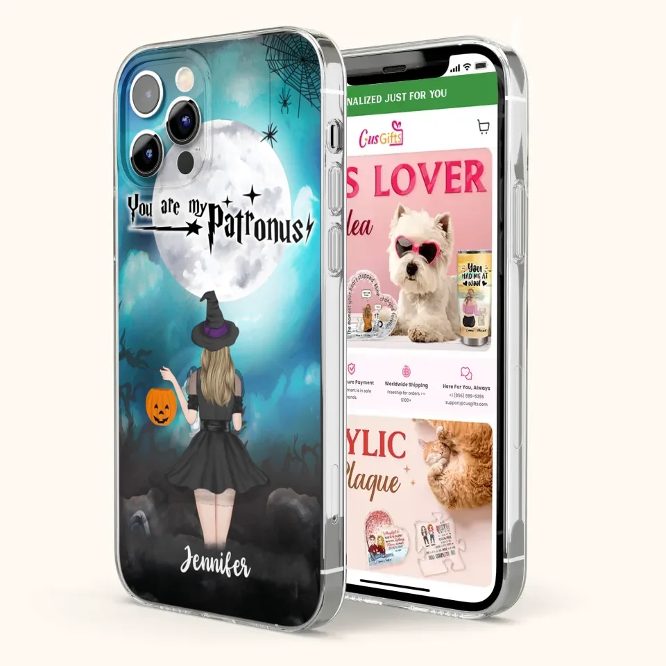 Specialanpassat Halloween-mobilfodral - Upp till 3 flickor och 2 katter - You Are My Patronus - Wicca-inredning/Pagan-inredning
