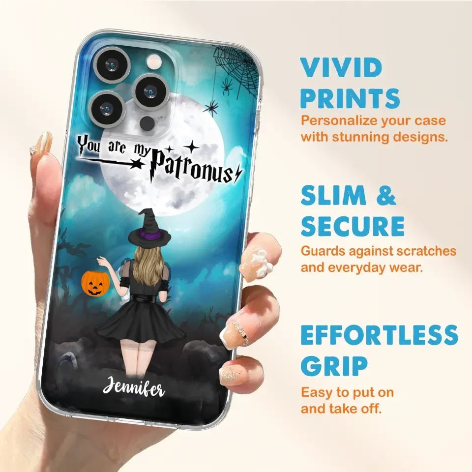 Specialanpassat Halloween-mobilfodral - Upp till 3 flickor och 2 katter - You Are My Patronus - Wicca-inredning/Pagan-inredning