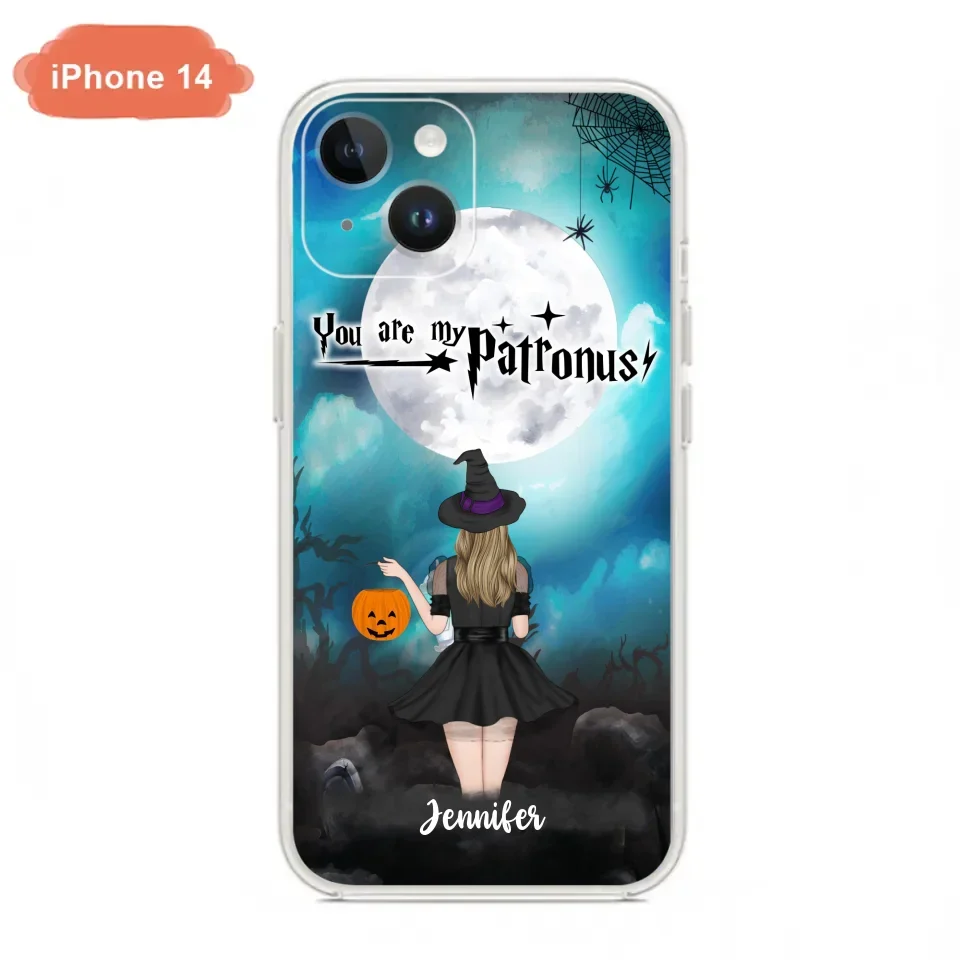 Specialanpassat Halloween-mobilfodral - Upp till 3 flickor och 2 katter - You Are My Patronus - Wicca-inredning/Pagan-inredning