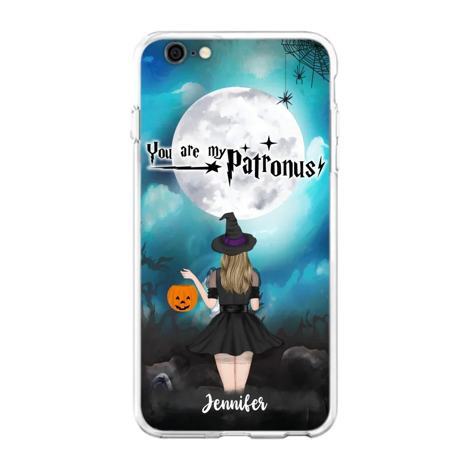 Specialanpassat Halloween-mobilfodral - Upp till 3 flickor och 2 katter - You Are My Patronus - Wicca-inredning/Pagan-inredning