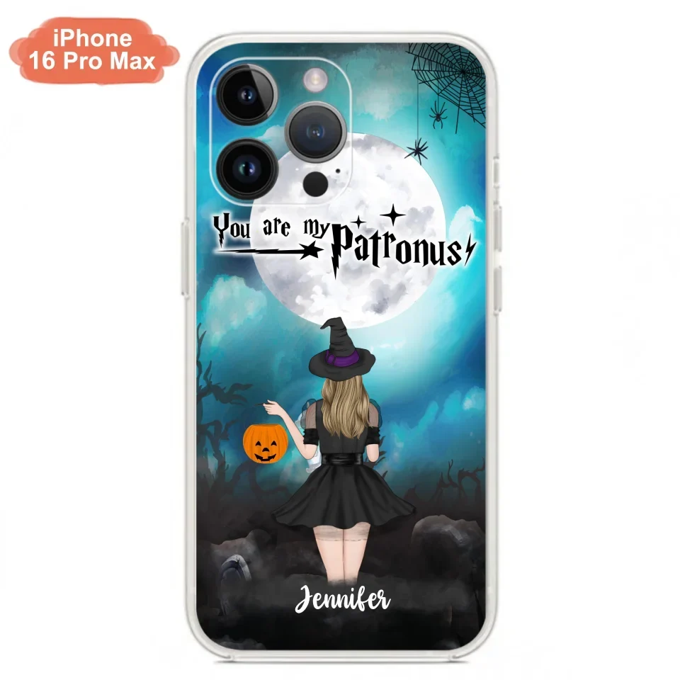Specialanpassat Halloween-mobilfodral - Upp till 3 flickor och 2 katter - You Are My Patronus - Wicca-inredning/Pagan-inredning