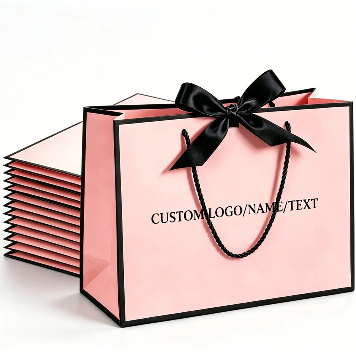 10 Pack Personalized Gift Bags with Ribbon – Custom Photo, Logo or Text