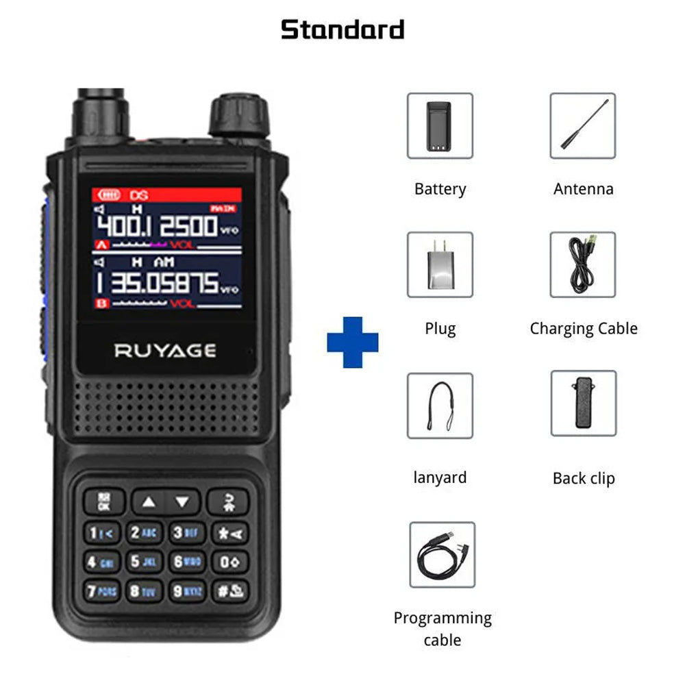 RUYAGE Multi-Band Two Way Radio 5W Long Range Walkie Talkie with 2600mAh Battery, VOX, Emergency Alert & Frequency Copy