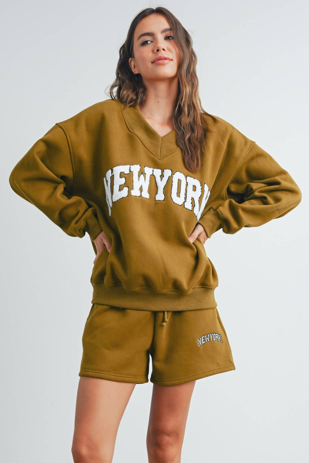 Sudadera con cuello de pico «New York»