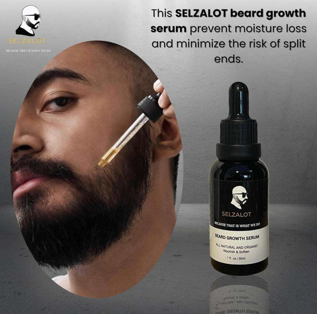 SELZALOT Beard Growth Kit Facial Hairs Men's Grooming Set 7 Pieces Beard Products with Oil, Serum, Balm, Shampoo, Comb, Brush and Hand Beard Care Kit for Men Men Self Care
