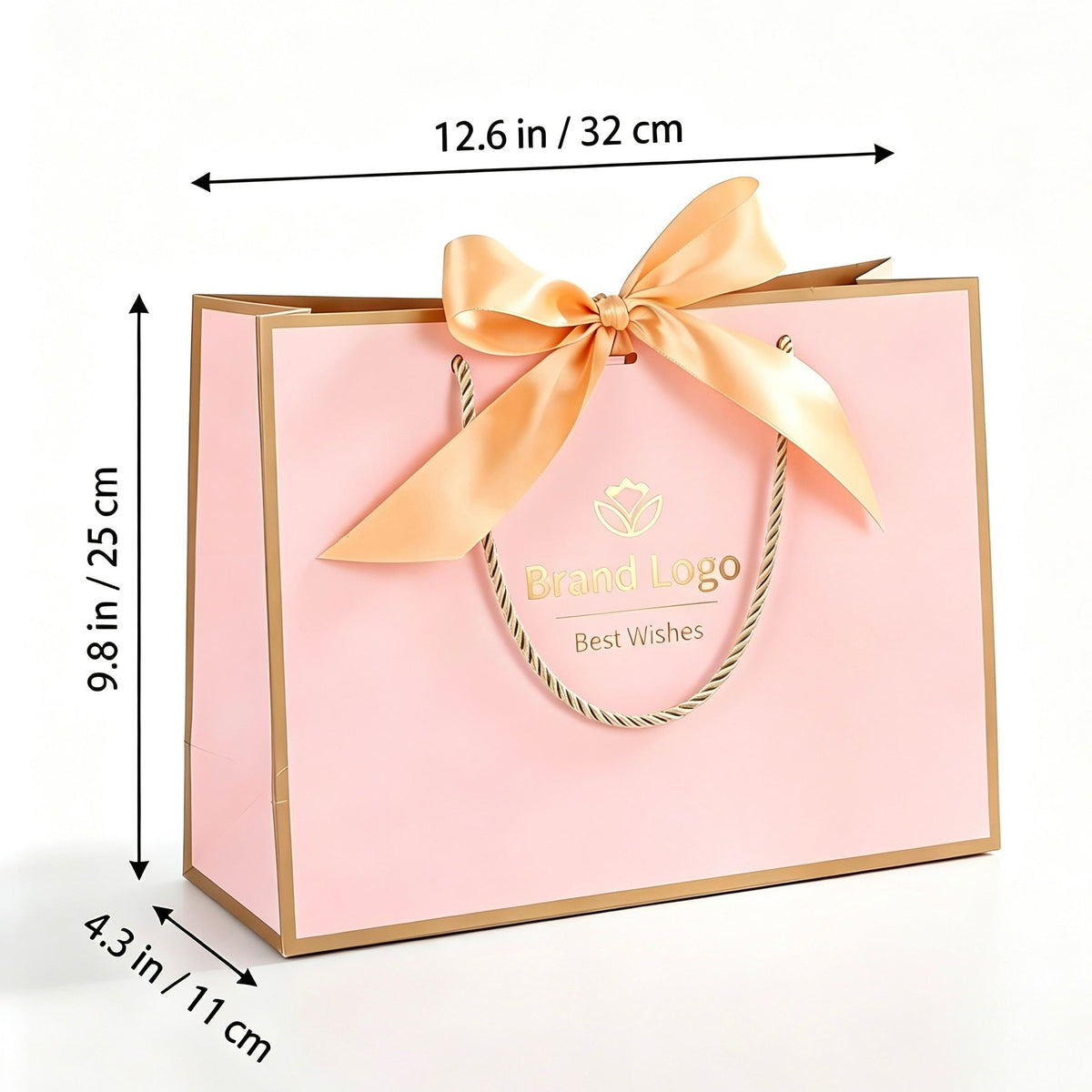 10 Pack Personalized Gift Bags with Ribbon – Custom Photo, Logo or Text