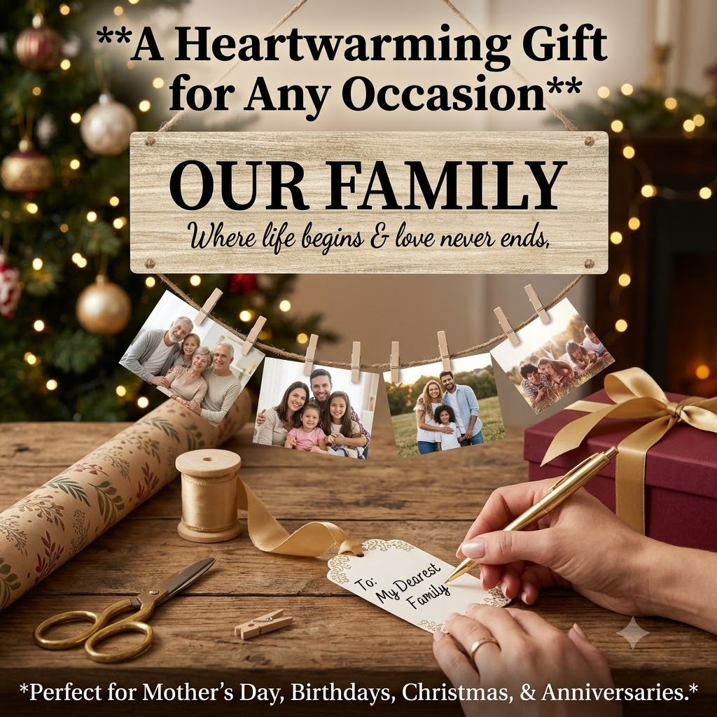 Personalized Hanging Photo Display – Custom Wooden Sign with 8 Clips