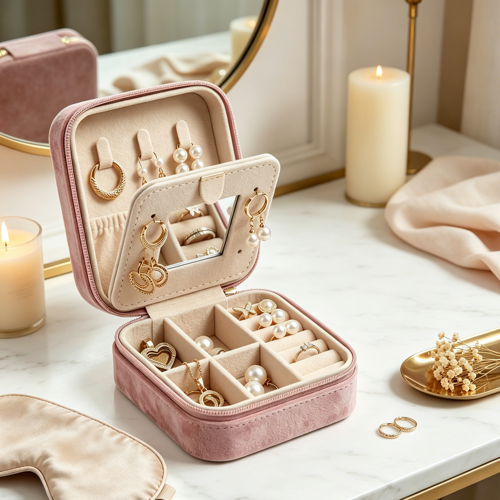 Caja de Terciopelo Personalizada con Flor de Nacimiento para Joyas – Estuche de Viaje con Nombre Personalizado para Mujer
