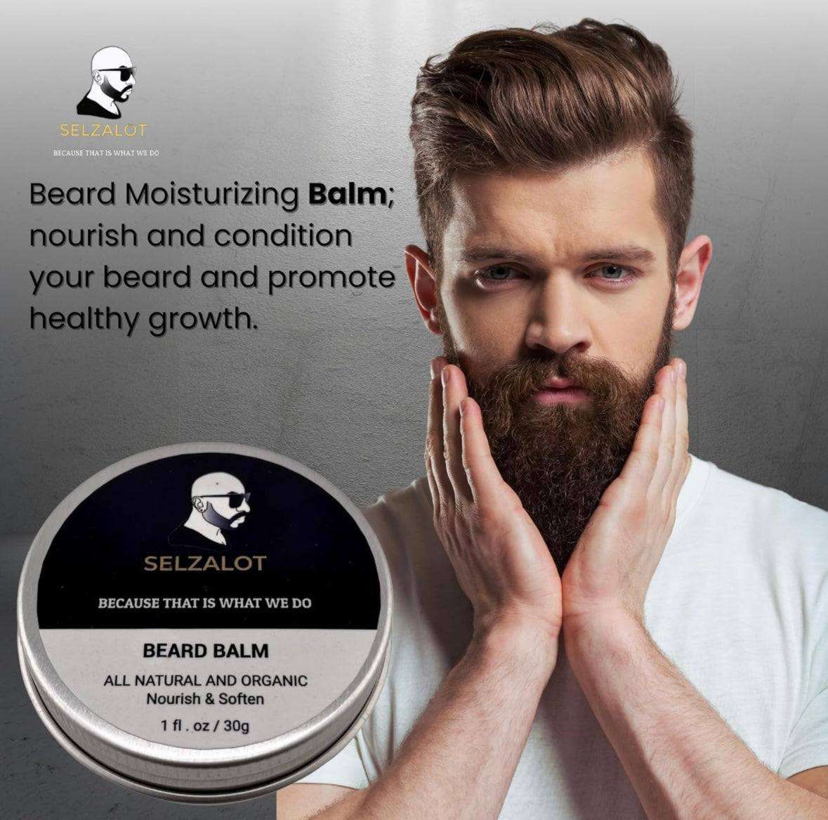 SELZALOT Beard Growth Kit Facial Hairs Men's Grooming Set 7 Pieces Beard Products with Oil, Serum, Balm, Shampoo, Comb, Brush and Hand Beard Care Kit for Men Men Self Care
