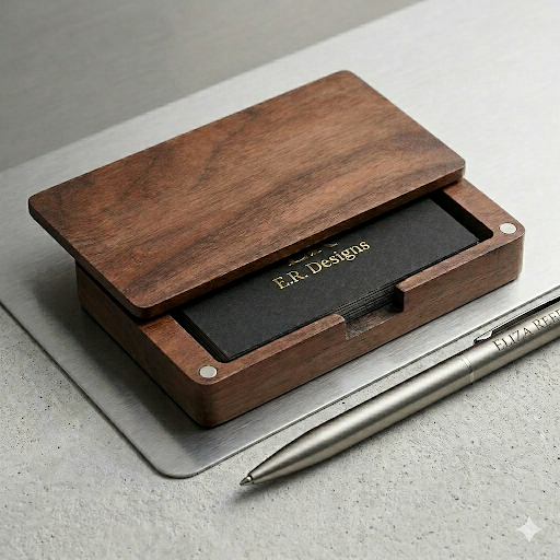 Engraved Wooden Card Holder