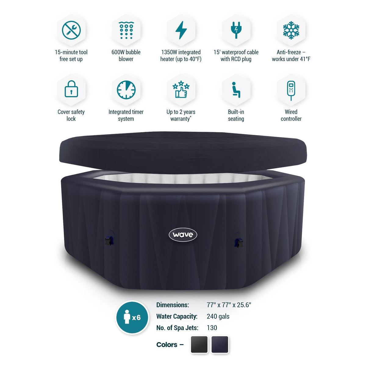 Egeo | Jacuzzi hinchable para 6 personas | Octogonal | Calentador integrado