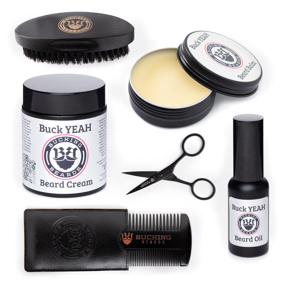 Gluten-Free Vegan Men’s Grooming Set – Nut-Free Beard Balm, Cream, Oil & Kit