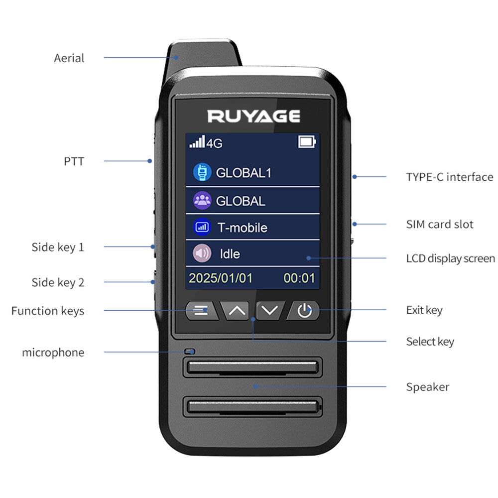 RUYAGE CT68 IP67 Waterproof 4G LTE PoC Radio | Rugged Push-to-Talk Walkie Talkie