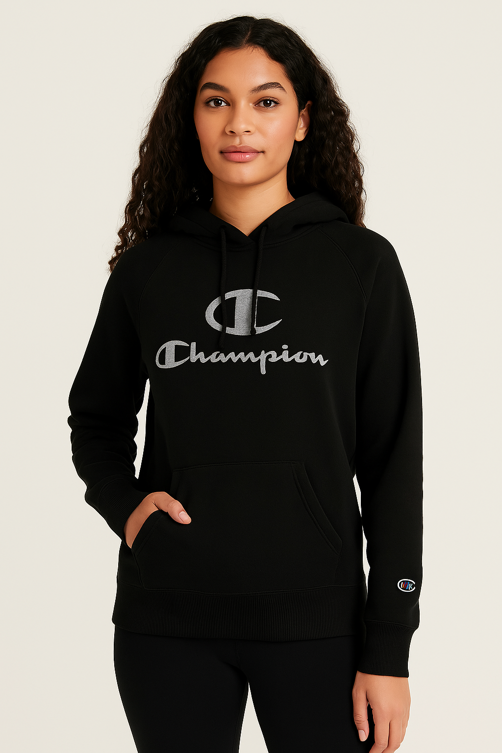 Sudadera con capucha con logotipo C de purpurina para niña Champion Big
