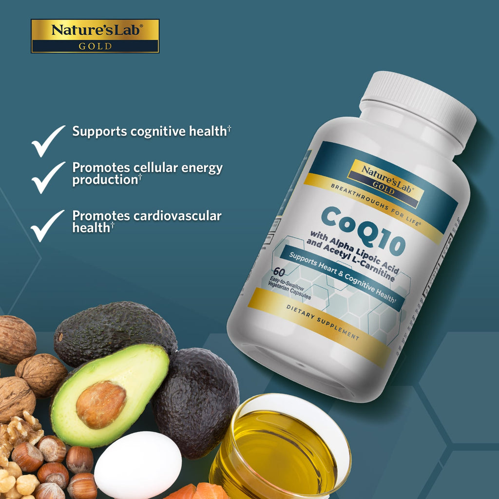 Nature's Lab Gold CoQ10 + Alpha Lipoic Acid + Acetyl L-Carnitine HCl - 60 Capsules