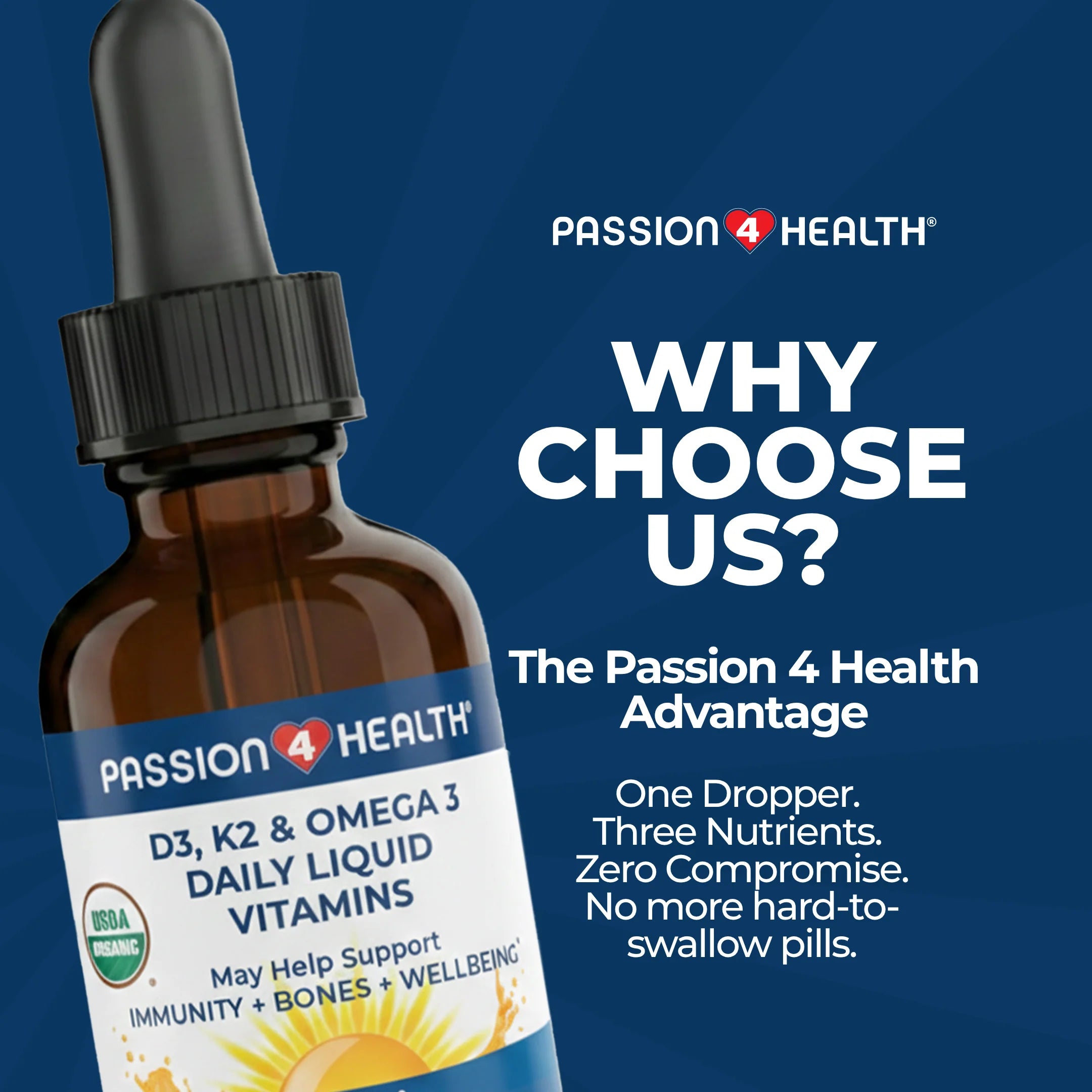 D3, K2 & Omega-3 Daily Liquid Vitamins