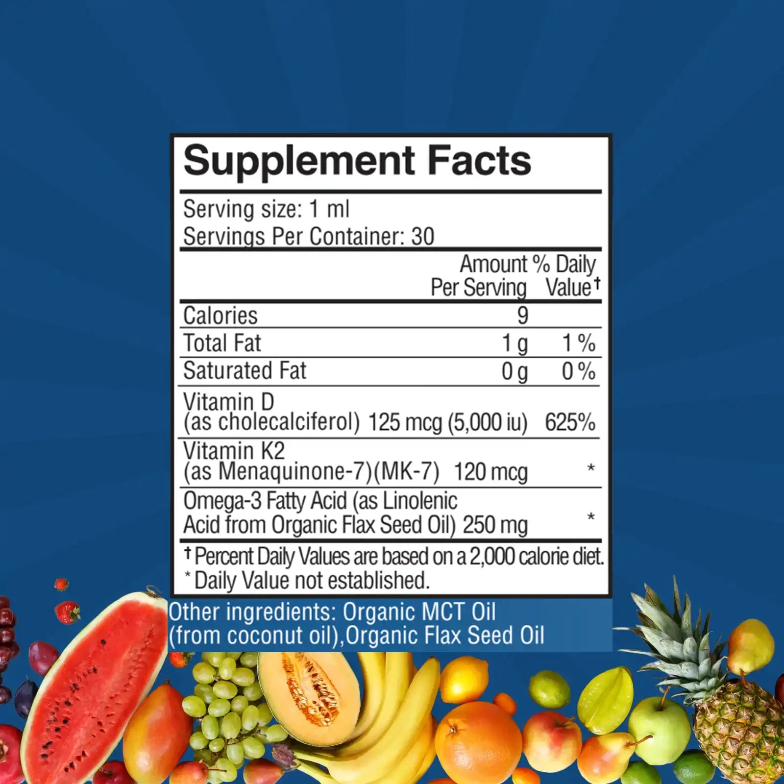 D3, K2 & Omega-3 Daily Liquid Vitamins