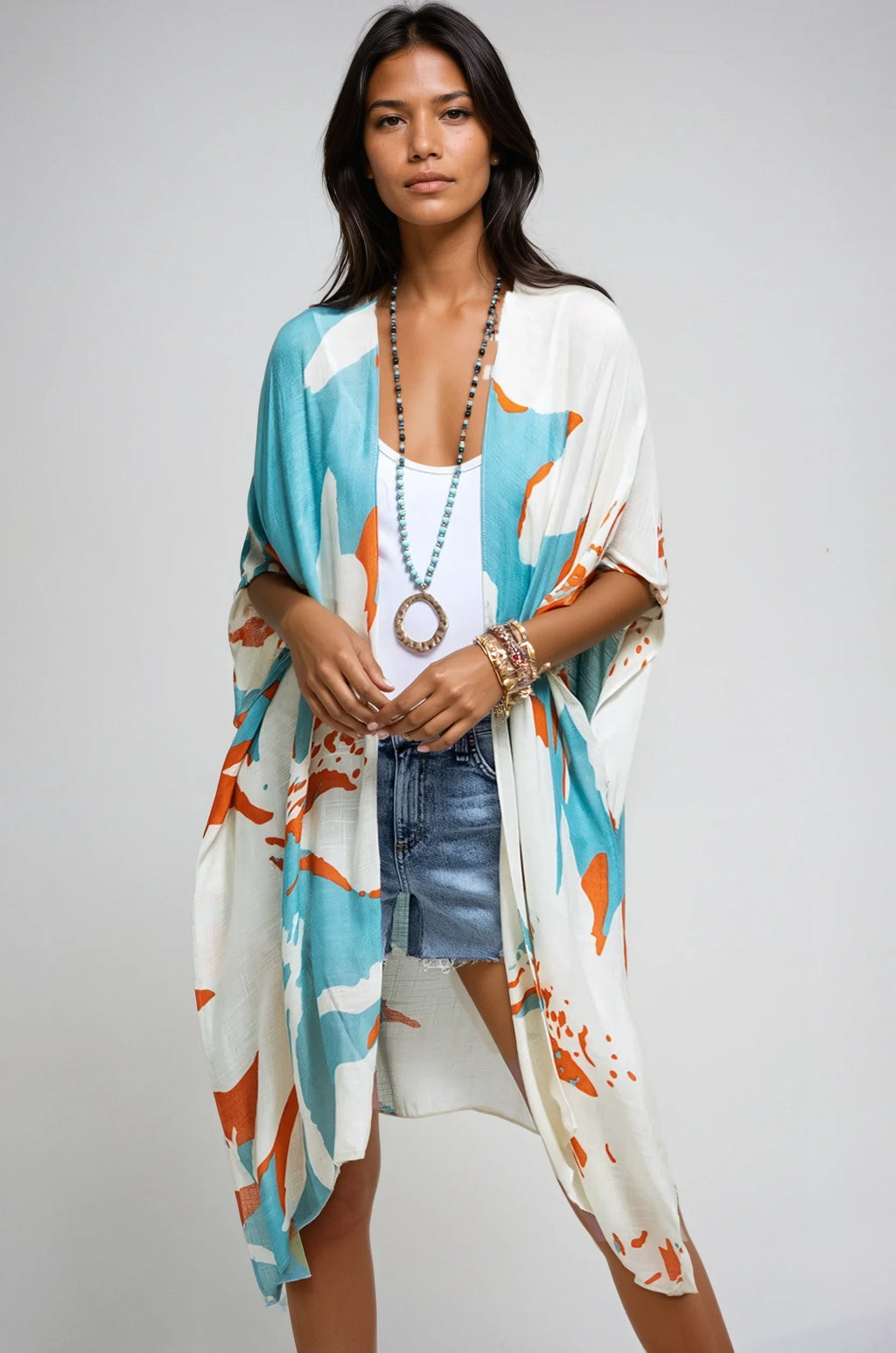 Ocean Bloom Kimono Wrap Akvamarin