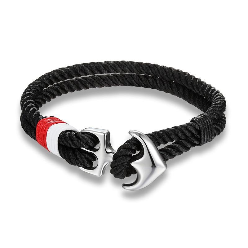 Pulseras de Ancla de Alta Calidad Brazaletes de Cuerda Náutica Supervivencia Pulsera de Paracord con Dijes para Hombres Ganchos Deportivos de Metal Envolventes Masculinos