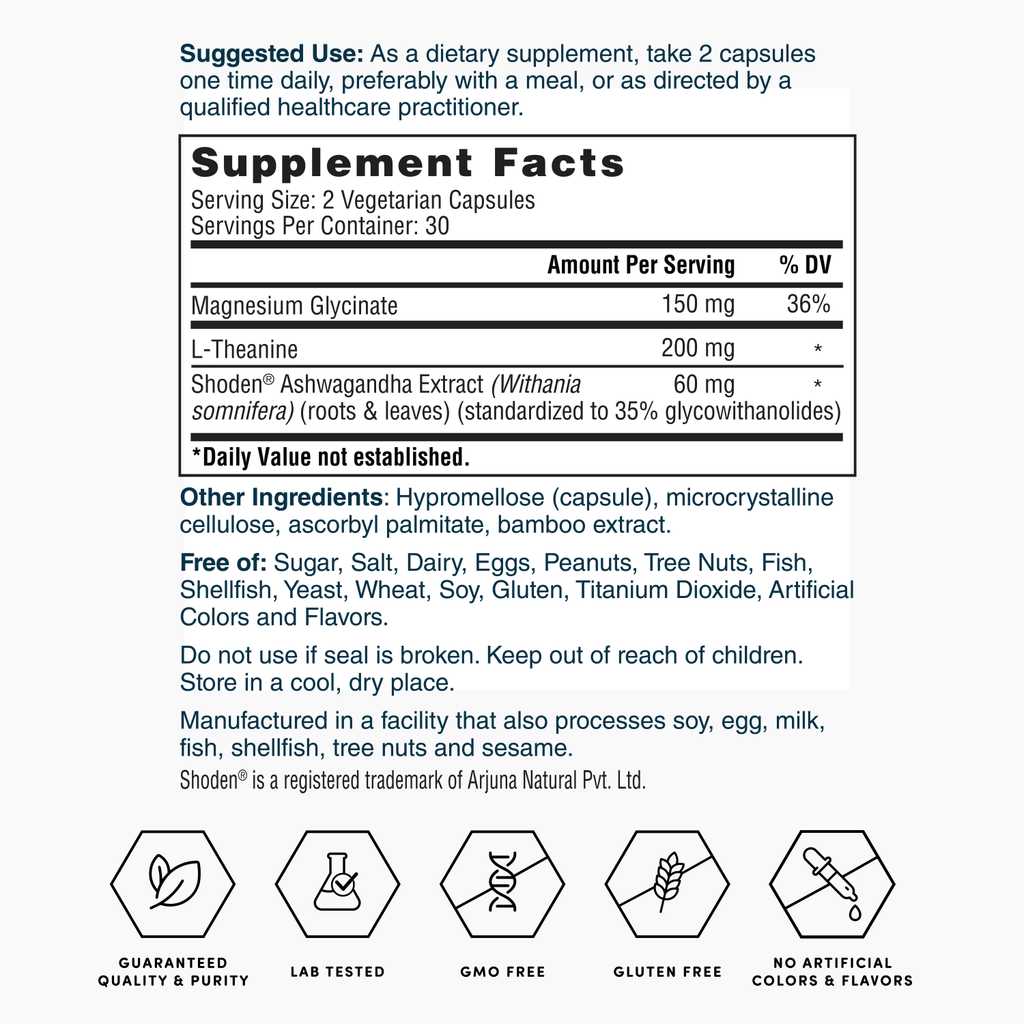 Nature's Lab Gold Magnesium + Ashwagandha with L-Theanine - 60 Capsules