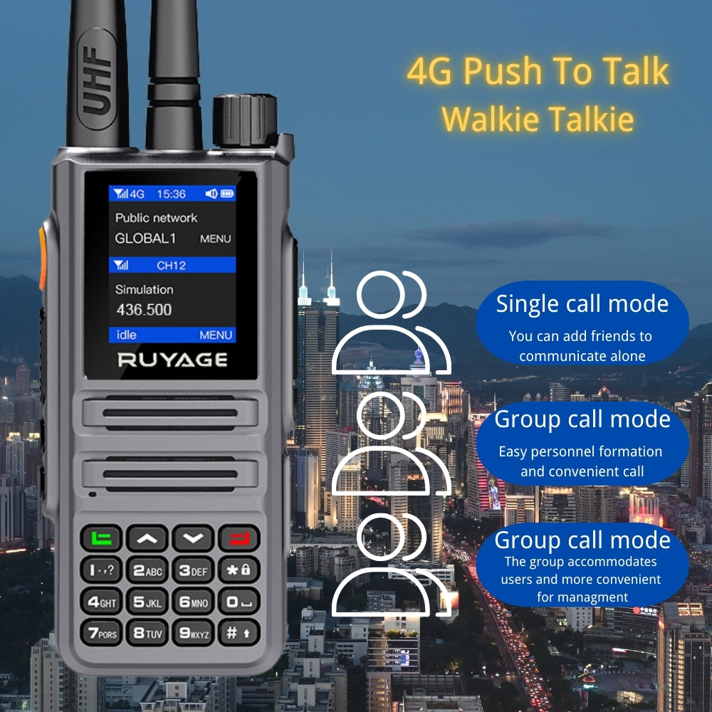 RUYAGE X30 Dual Mode PoC Radio 5W Two Way Radio | 4G LTE Push To Talk Walkie Talkie