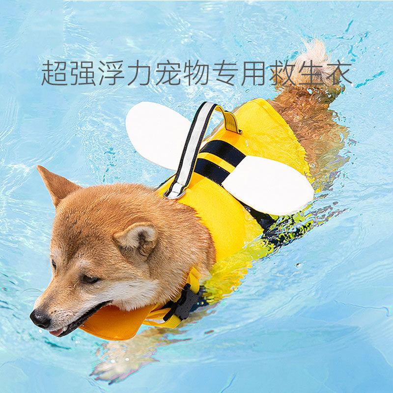 Traje de baño para perros pequeños y medianos, chaleco salvavidas para perros pequeños con diseño de abeja, traje de flotación para mascotas