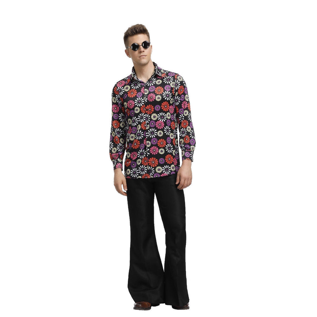 70-tals Disco Onesie-kostym – Hippie Flower Power-jumpsuit i vintagestil för par att visa upp sig i & temafester