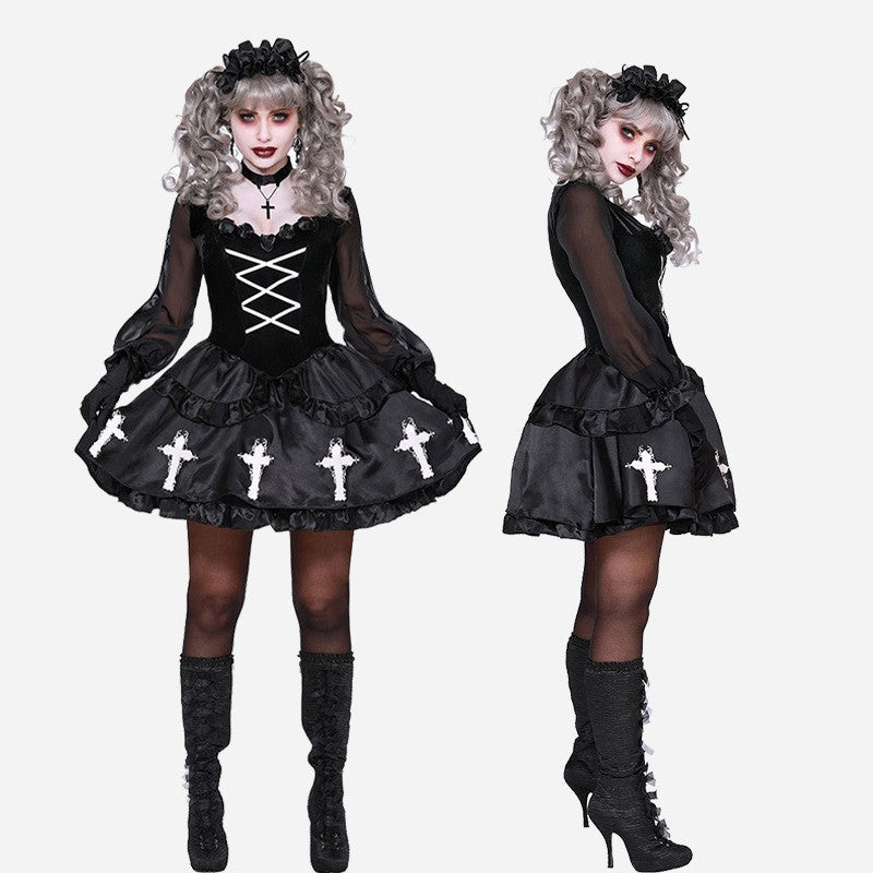 Halloween Vampire Dress Female Adult Vampire Sexy cos Horror Ghost Bride Witch Masquerade Dress