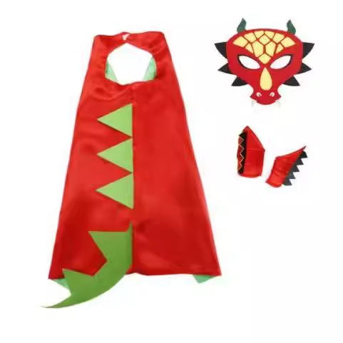 Children's Halloween Carnival Dinosaur Cape Costume Props Funny Green Dinosaur Eye Mask Wrist Cosplay