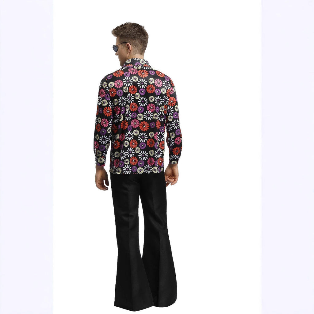 70-tals Disco Onesie-kostym – Hippie Flower Power-jumpsuit i vintagestil för par att visa upp sig i & temafester