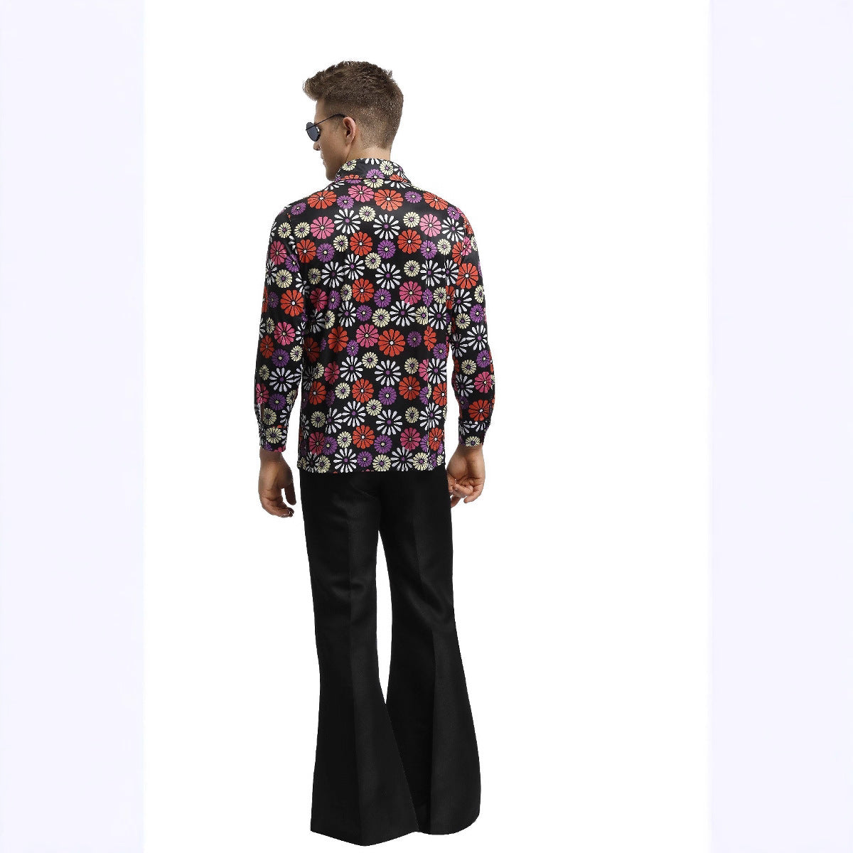 70-tals Disco Onesie-kostym – Hippie Flower Power-jumpsuit i vintagestil för par att visa upp sig i & temafester