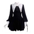 Evil Nun! Halloween Cos Costume Contrast Style Blackened Gothic Dark Style Horror Dress for Adult Women