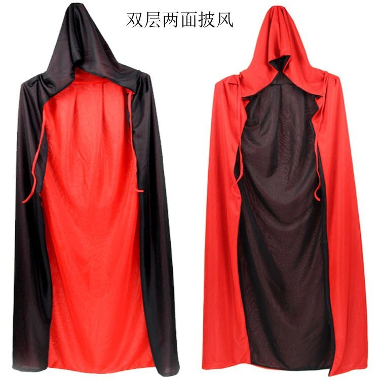 Halloween Cloak Children's Adult Makeup Costume Props Red and Black Face Collar Death Cloak Pirate Cloak