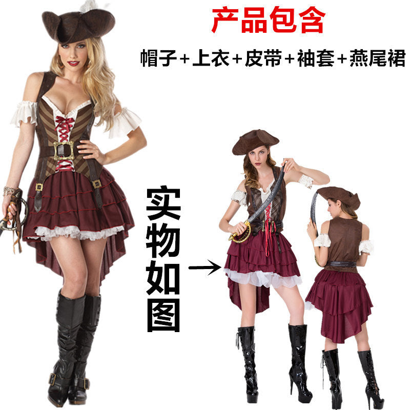 Halloween Pirates of the Caribbean Costume Female Knight Costume Adult Pirate Costume COS Halloween Costume