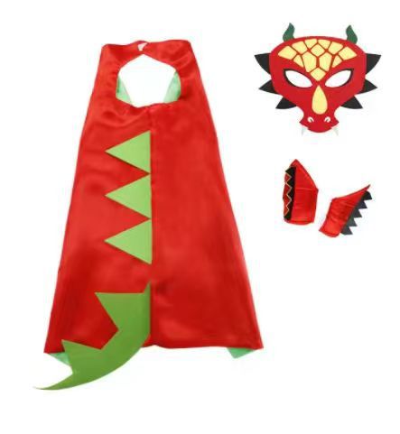 Children's Halloween Carnival Dinosaur Cape Costume Props Funny Green Dinosaur Eye Mask Wrist Cosplay
