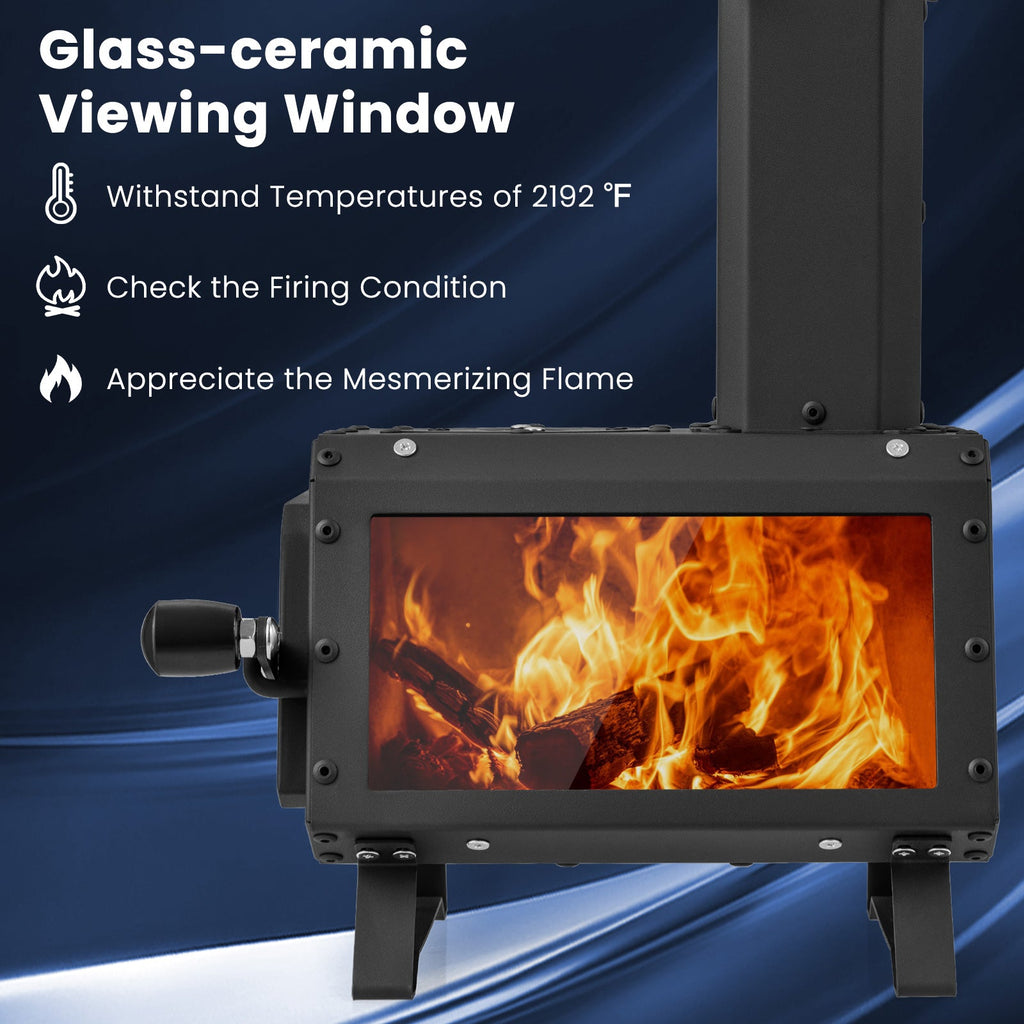 Patented Portable Wood Camping Burning Stove Heater with 2 Cooking Positions