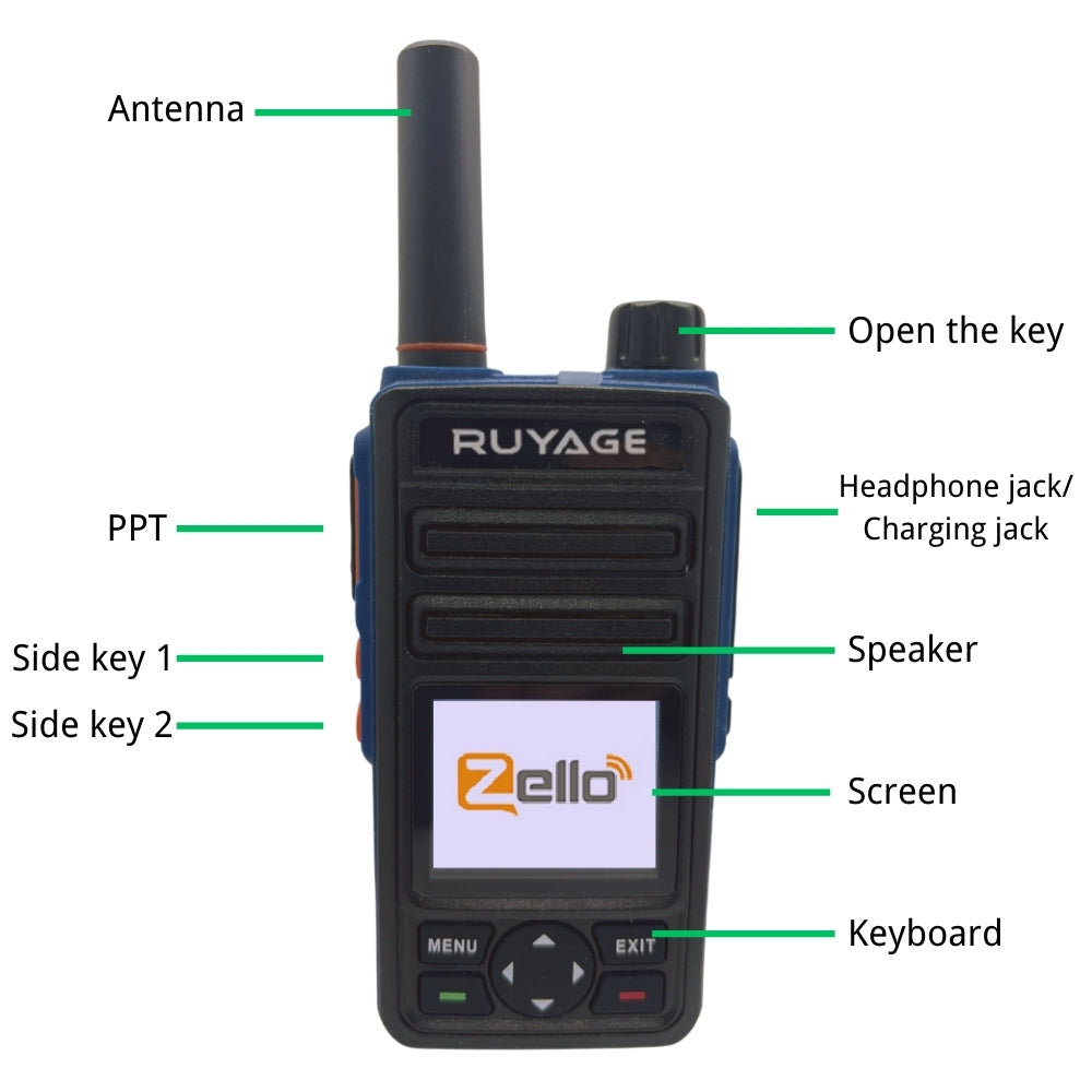 RUYAGE RY58 Zello Walkie Talkie | 5200mAh WiFi PoC Radio