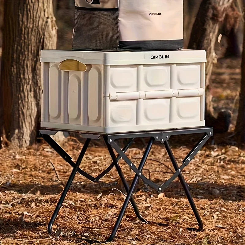 Bärbart hopfällbart campingbord, matbord i rostfritt stål för utomhusbruk, kompakt design för camping, strand, grill och vandring